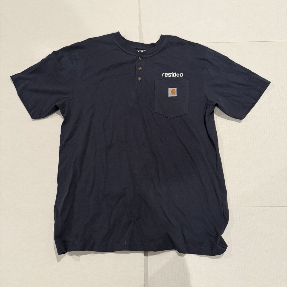 Carhartt Loose Fit Shirt Mens Medium Blue Short Sleeve Pocket 100% Cotton